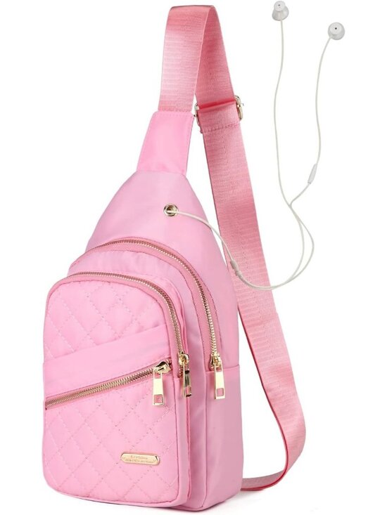 Handbags - Womens Pink Small Sling Backpack Chest Bag For Travel Hikes Crossbody Bag